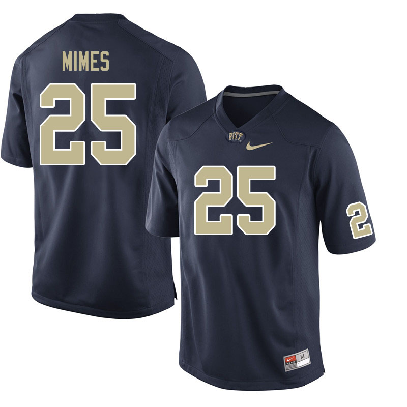 Men #25 Kaymar Mimes Pitt Panthers College Football Jerseys Sale-Navy